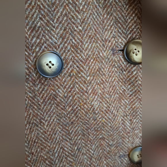 J.G. Hook VTG 100% Pure Wool Brown Herringbone Long A line Winter Pea Coat M - Picture 6 of 11